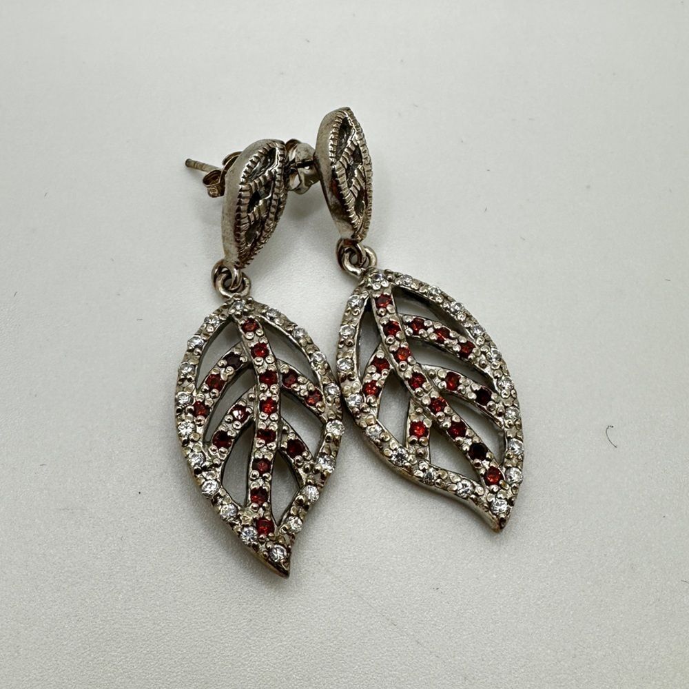 NWOT ~1.75" One-of-a-kind Sterling silver and‎ Cz "leaf" dangle earrings!